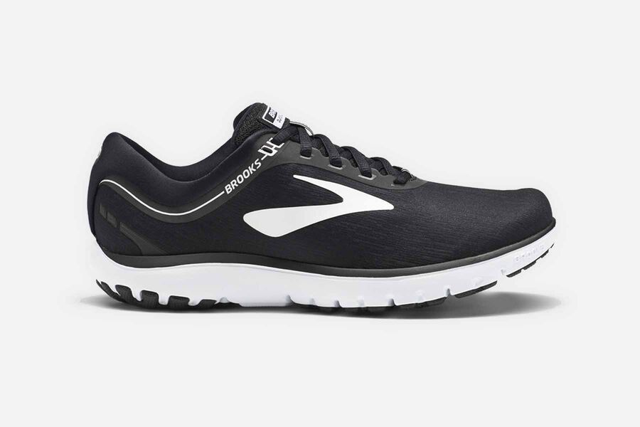 Womens Brooks PureFlow 7 Road Shoes Black/White | Shoes 9761-TNQGO